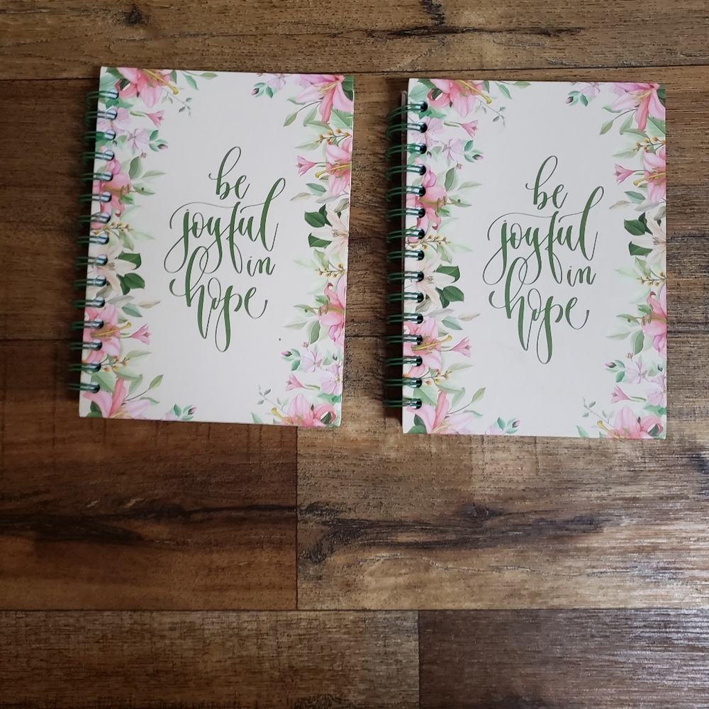 Set Of 2 Floral "Be Joyful in Hope" Spiral Journals